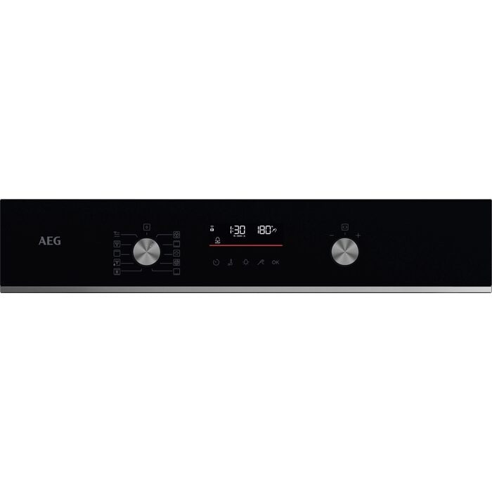 AEG 5000 Series GA5CB501AB Surround Cook with Steam Bake Electric Single Built in Oven with Retractable Dials Black