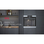 AEG 6000 Series BPE556060M Steam Bake Electric Single Built in Oven with Retractable Dials in Steinless Steel