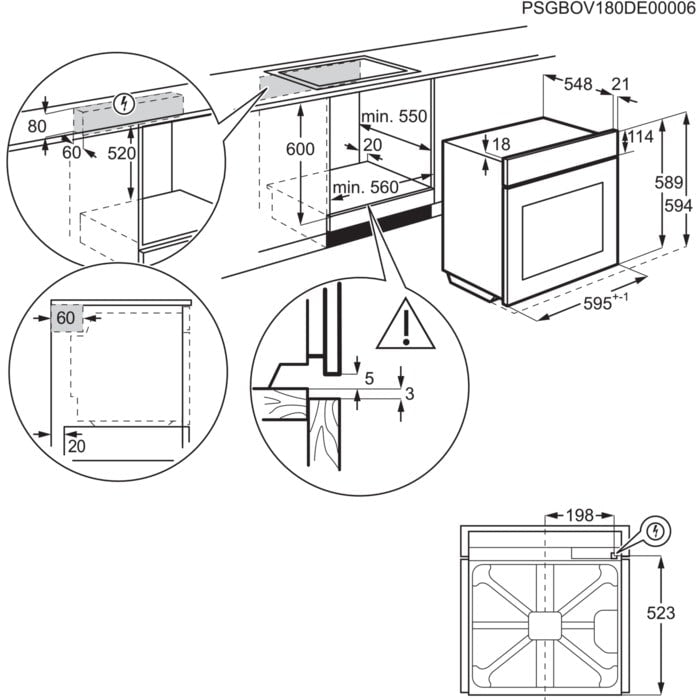 AEG 6000 Series BPS355061M Steam Bake Electric Single Built in Oven with Retractable Dials in Stainless Steel