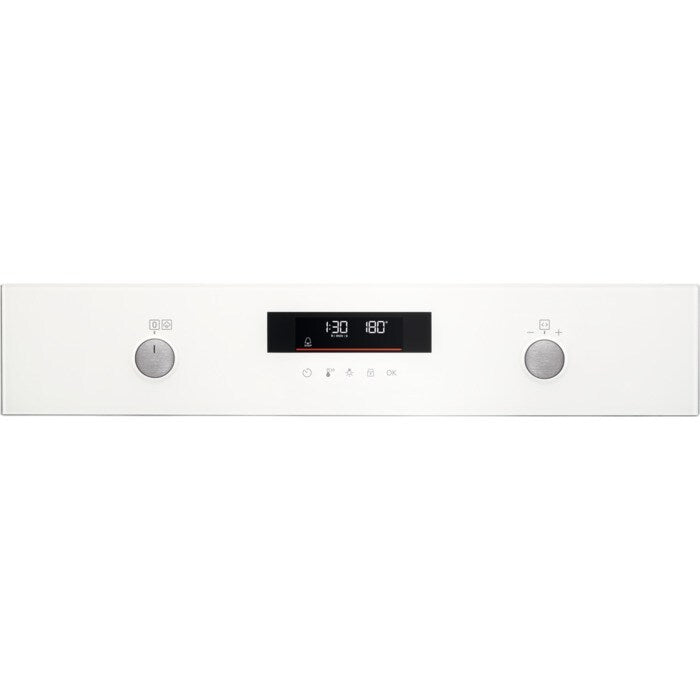 AEG 6000 Series BPS555060W Steam Bake Electric Single Built In Oven with Retractable Dials in White